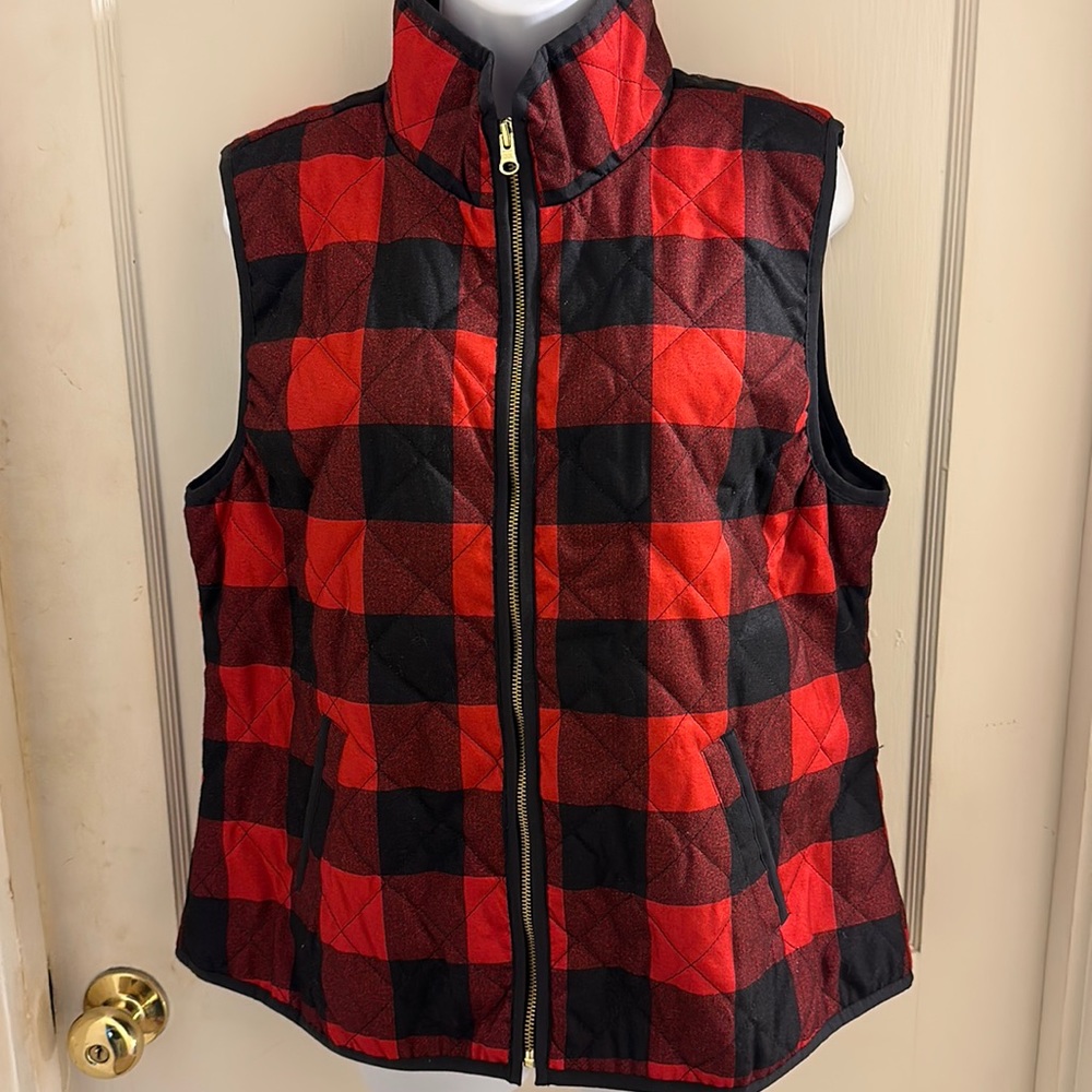 Old Navy Red Buffalo Plaid Vest